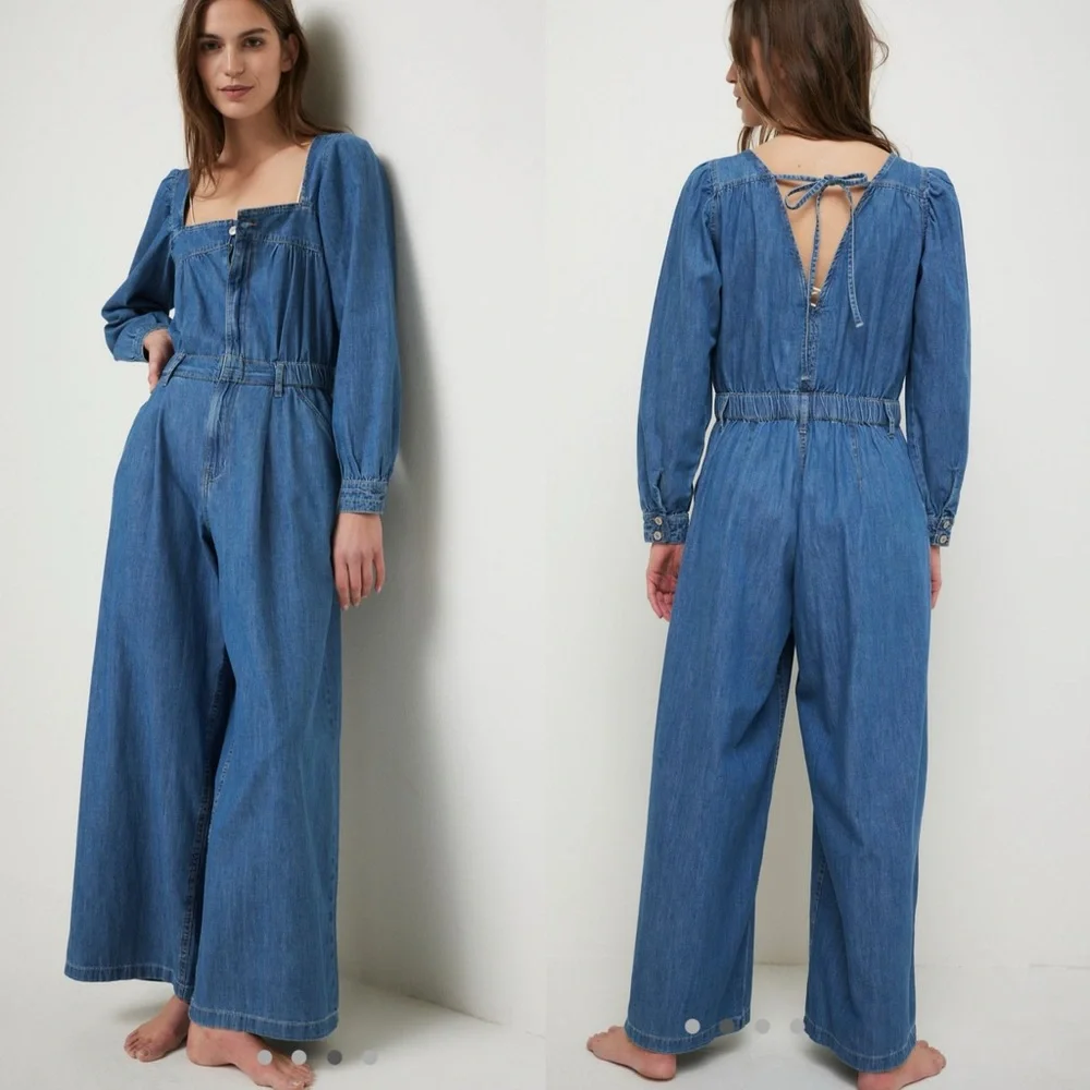Free people we the free Clara Denim Jumpsuit